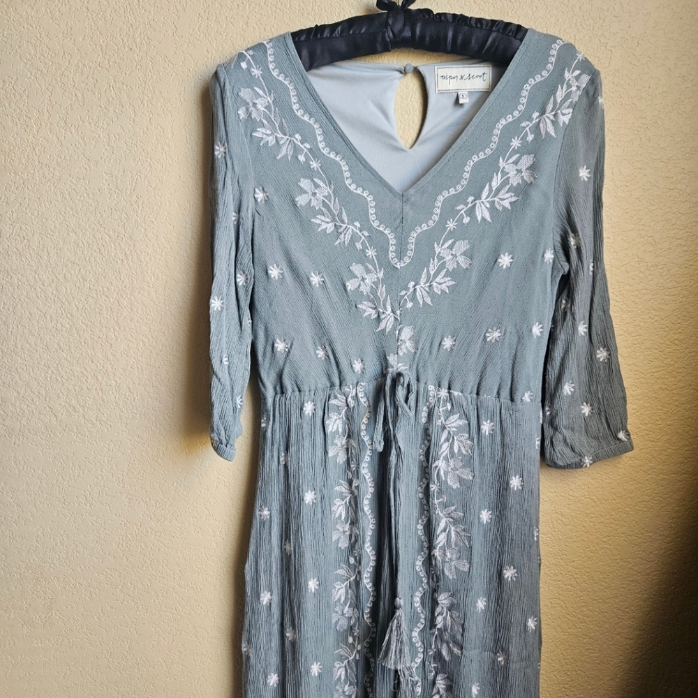 Sage Green Embroidered Dress